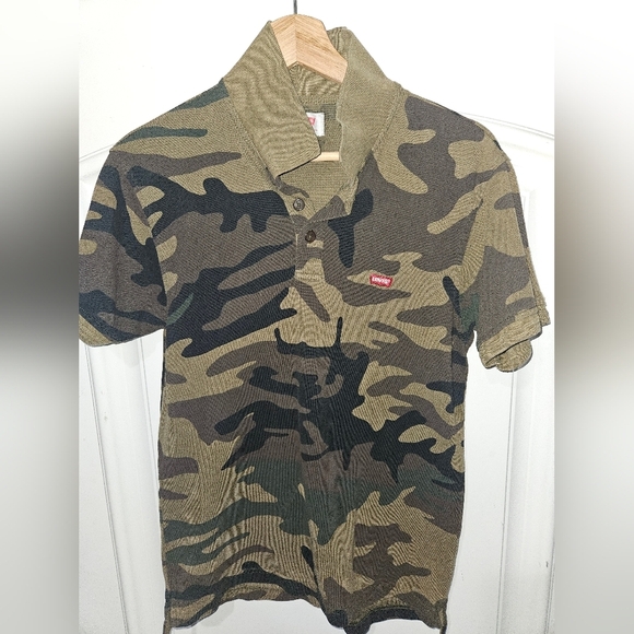 Levi's Other - Levi's Brand Olive Green Camo Army Print Polo Shirt. Men's Adult Small